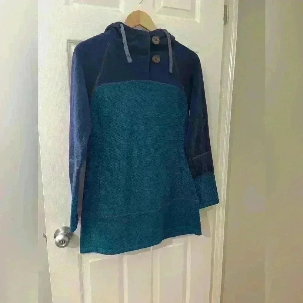 Prana Cate small long sleeve tunic fleece pullover hoodie sweater